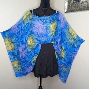 Blue yellow and purple tie dye One Size